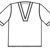 Блуза хирургическая мужская из ситца зеленого цвета, ТУ 858-5785-2005. Вид спереди - технический рисунок